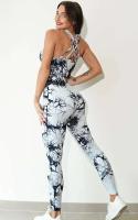 Levantamiento de cadera deportivo para fiesta de yoga teñido con lazo sin costuras, mono trasero de una pieza, mallas para mujer, ropa deportiva para gimnasio - details 24