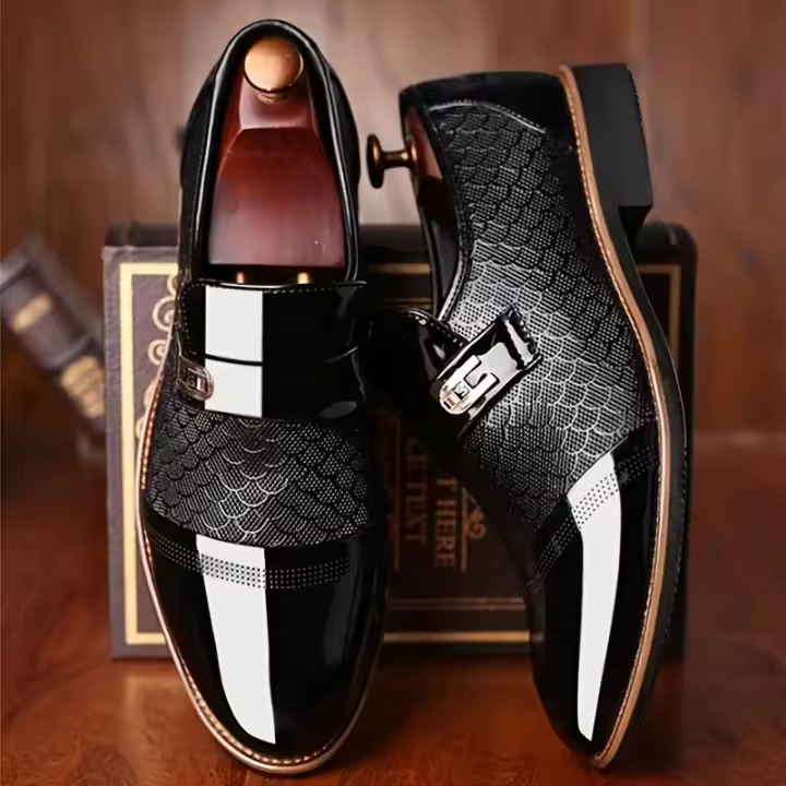 Zapatos de Negocios para Hombres Punta Afilada Cómoda Suela de Pegaje Oxfords de Negocios para Fiesta, Boda, Oficina - 1