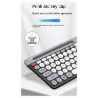 Teclado y ratón redondos inalámbricos con Bluetooth, adecuado para tabletas y portátiles, negro - details 4