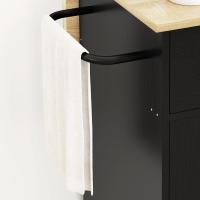 Cocina con ala abatible Carrito de cocina Mueble auxiliar de cocina con ruedas 2 puertas Cajón Especiero Toallero y estante ajustable 106x42x87 cm Negro y Roble - details 8