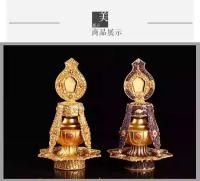 Olla de Tapa Hecha a Mano de Tantrismo Nepes Olla de Vidado de Cobre Puro Dorado para el Hogar - details 7