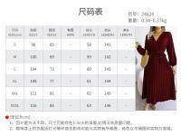 Ropa de mujer 2025 nueva moda de primavera con cordones color sólido cruzado cintura alta vestido plisado con cuello en V - details 0