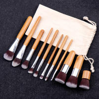 Kit de brochas de maquillaje de bambú para mujer, 11 piezas, Cosméticos coreanos, colorete barato, juego completo profesional - details 1