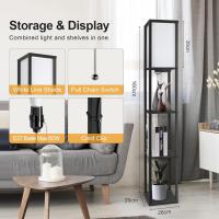 Lámpara de Pie con Carga y Control Remoto Estante de Madera LED Regulable de 4 Temperaturas de Color Incluye Bombilla Para Sala de Estar, Dormitorio, Oficina Decoración Vintage - details 11