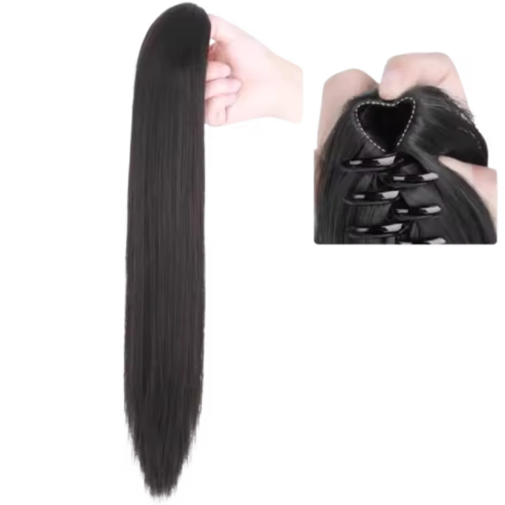 Peluca de cola de caballo con Clip de garra de 20/24 pulgadas, extensión de cola de caballo, Clip en cola de caballo larga y recta, peluca de cola de poni falsa esponjosa - 1