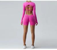 Pantalones cortos de Yoga de cintura alta para mujer, ropa deportiva informal para entrenamiento, levantamiento de glúteos, gimnasio, correr - details 4