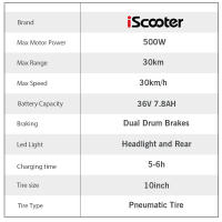 iScooter F2 Patinete Eléctrico Plegable para Adultos con Asiento 30KM/H 500W Tablas de Skate - details 13
