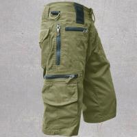 Los hombres sueltos rectos verano de gran tamaño tendencia casual mediados de pantalones multi-bolsillo de trabajo pantalones cortos de cinco pantalones - details 11