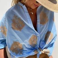 Camisa Impresa en 3D para Mujer, Blusa de Manga Larga con Botones, Holgada Casual, para Otoño e Invierno 2025 - details 4