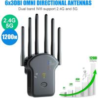 Amplificador de Señal WiFi de 1200Mbps Repetidor Inalámbrico de Doble 2,4GHz y 5GHz con 6 * 3 dBi Antenas - details 4