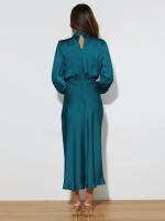 Primavera Verano nuevo vestido de manga larga de satén de gama alta vestido de noche elegante para mujer ropa de fiesta vestidos de celebridades - details 19