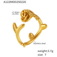Mujeres de moda geométrica modelo Único de Maple inoxidable Anillo de joyería de moda Irregular Dedo Abierto Anillo para Niños Fiesta Cumpleaños Gift - details 5