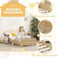 Cama para niños de +3 años 140x70 cm Cama infantil de madera con cabecera en forma de oso Carga 80 kg para dormitorio natural - details 3