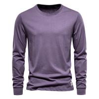 Día del padre 2025 Camiseta de algodón de Color sólido para hombre, camisetas informales de manga larga con cuello redondo para hombre, Camiseta básica de alta calidad para primavera y otoño para hombre - details 11
