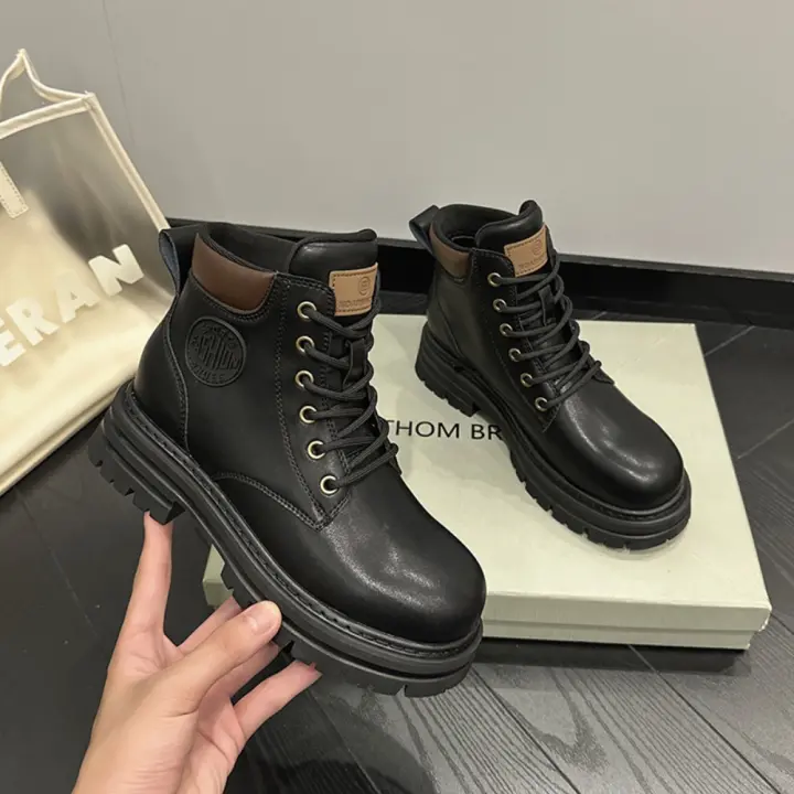 Botas de cuero de invierno de las mujeres, zapatos de algodón de alta calidad caliente, impermeable al aire libre gruesa suela botas de nieve, botas de tobillo de las mujeres - 1