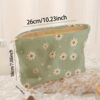 Bolso De Maquillaje Ligero Y Multifuncional De Corduroy Con Patrón De Margarita Pequeña Cierre De Cremallera Estilo Casual - details 1