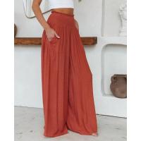 BUNO-Pantalones informales versátiles minimalistas para mujer, pantalones elásticos empalmados de cintura alta con bolsillos y pliegues, holgados, de color liso, a la moda, verano 2024 - details 7