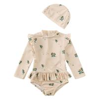 Chic Traje de Baño de Una Pieza Floral sin Espalda para Niñas Bikini de Bebé a Prueba de Sol con Sombrero Perfecto para Vacaciones en la Playa - details 19