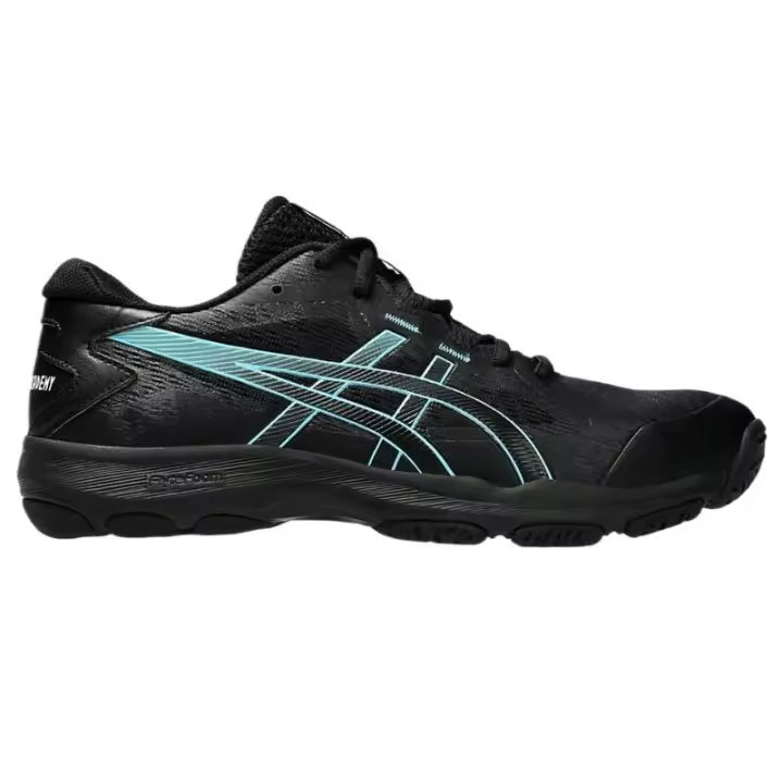 ZAPATOS DE NETBALL PARA MUJER Leten GEL-NETBURNER ACADEMY 9 EN NEGRO/CIAN BRILLANTE - 1