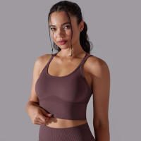 Sujetador de yoga sin costuras para mujer, sujetador deportivo cruzado de alto impacto, a prueba de golpes, top corto, transpirable, antisudor - details 46