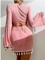 Conjunto de Bikini bohemio para mujer, traje de baño Sexy de 4 piezas, Top con falda, ropa de playa, fiesta y playa - details 5