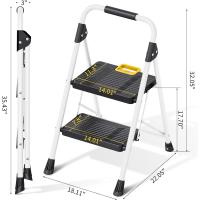 Carga hasta 360 kg, con Bloqueo de Seguridad, Pedales Anchos Antideslizantes, Pasamanos, Escalera Doméstica Ligera de Acero Hogar Cocina Oficina Armarios, Blanco - details 12