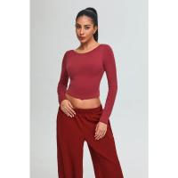 Top de yoga de manga larga con espalda abierta para mujer, ropa deportiva sexy con espalda abierta, Top corto con diseño de espalda en U - details 0