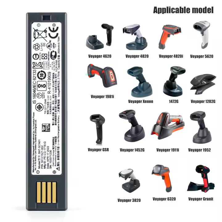 Batería de escáner de código de barras para Honeywell Voyager 1202G 1902GHD GSR 1452G 4820 3820 4820i Xenon 5620 6320 4620 Granit 1911i 1981i 3820G 1472G 1952, BAT-SCN01 50121527-002 - 1