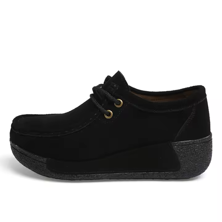 Mocasines sin cordones para mujer Zapatos de plataforma informales con parte superior baja y ancha de cuero cómodos - 1