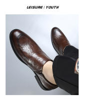 Cuero de un pedal cubierta de pie transpirable vestido de negocios de tacón plano zapatos de cuero pequeños casuales británicos - details 23
