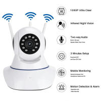 Cámaras de vigilancia interior doméstico 3 raíces antena WIFI Internet remoto inteligente Visión nocturna alarma vigilancia - details 11