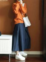 Otoño Invierno naranja cuello alto cachemir mujeres suéter grueso Casual básico Jersey tejido suéter Tops sueltos - details 4