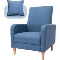 Sillón Salón Sofá Individual para Dormitorio, Silla moderna tapizada con Cojines, Silla de tela Esquina de Lectura Silla lateral con Espuma viscoelástica Suave Asiento Lounge y patas de madera, - details 1