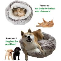 Cama de felpa suave con funda para mascotas, colchón redondo para gatos y perros, cueva cálida para dormir 2 en 1 para perros pequeños - details 6
