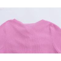 OUWU- Colección Europea Y Americana De 24 Otoño, Nuevo Estilo, Cierre De Botón, Decoración De Volantes, Cuello Redondo, Manga Corta, Top De Punto Para Mujer - details 10