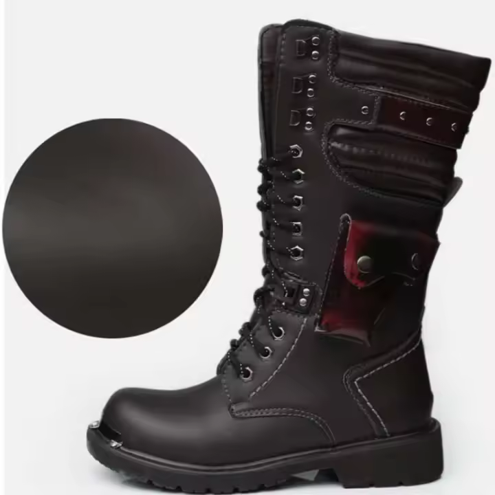 Señal de entrega Caza al aire libre Zapatos de trabajo duraderos de gran tamaño Botas de motocicleta de cuero - 1