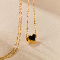 Collar de corazón negro de moda para mujer: cadena de clavícula minimalista de acero inoxidable en estilo europeo - details 3