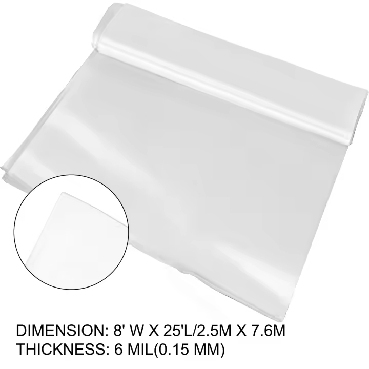 SucceBuy Película para invernadero, polietileno de 6 mil de espesor, plástico transparente resistente a los rayos UV, resistencia superior para calentar - 1