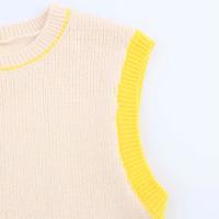 PB & ZA 2025, tops de punto simples y versátiles informales con cuello redondo sin mangas de color contrastante, novedad de verano, ropa para mujer - details 10