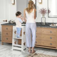 Taburete de Aprendizaje 2 en 1 Versátil para Niños Mayores de 3 Años Convertible en Mesa y Silla con Barra de Seguridad 60x44,5x86 cm Blanco - details 0