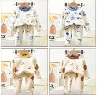 Pijama de Oso de Dibujos Animados para Niños en Otoño Conjunto de Ropa de Dormir Cálida para Niños y Niñas Conjunto de Ropa Interior Desechable - details 1
