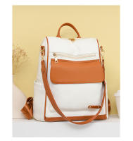 Mochila de cuero blanco y amarillo para mujer, bolsa de trabajo suave y sencilla, con correa para el hombro, informal, de viaje - details 3