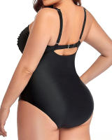 Traje de baño de una pieza de talla grande para mujer Traje de baño con volantes y pliegues delanteros - details 15