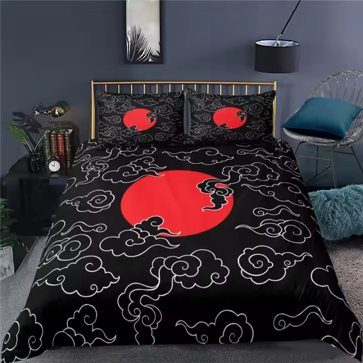 Juego de Ropa de Cama Estilo Japonés 3D Lujo para Hogar y Niños Funda de Edredón Cómoda Tamaño Queen y King EU/US/AU/UK - 1
