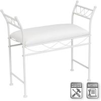 Banqueta Dormitorio Classic de Metal Blanco y Tela de algodón de 74 cm - details 5