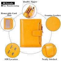 Billetero pequeño para mujer, Tarjeta con protección RFID, Billetero de piel, Regalo para mujer, Billetero de piel auténtica, Color sólido, Elegante - details 3