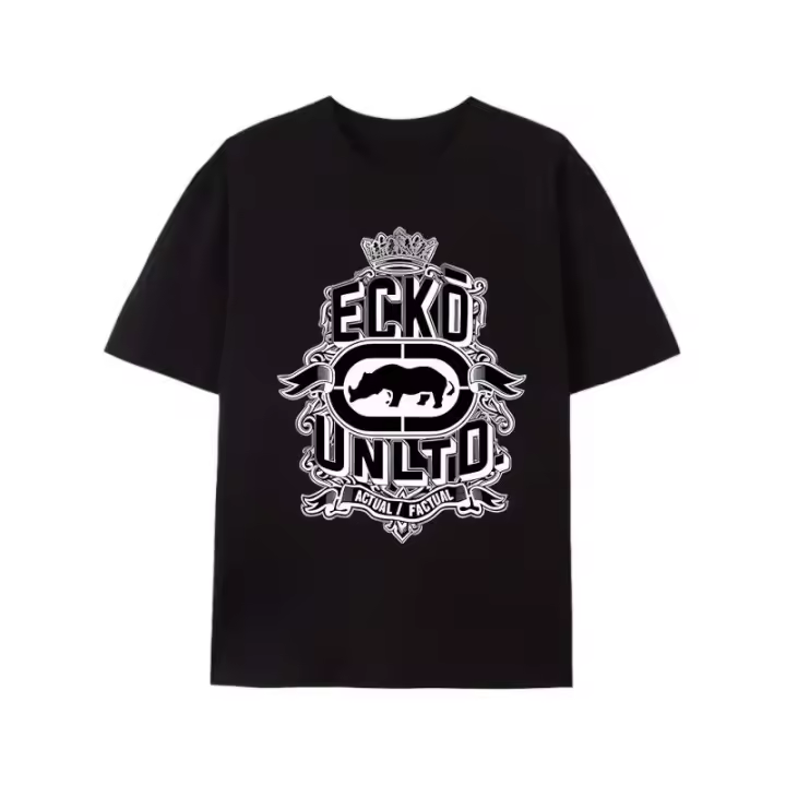 Camiseta Casual de Manga Corta para Hombres Cuello Redondo, Estampado Blanco y Negro, Ideal para Actividades al Aire Libre en Verano, Tejido de Poliéster - 1