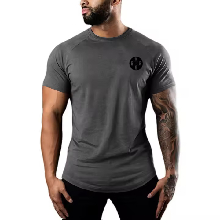 Fashion Sports T Shirt Men Short Sleeve Gym Clothing Fitness Cotton T-Shirt Male Bodybuilding Skinny Tee shirt Summer Tops Tees - 1