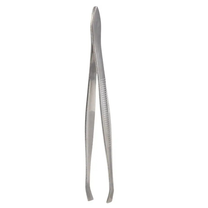 Pinzas de Metal para cejas, punta plana inclinada, tono plateado, herramienta cosmética para dama - 1
