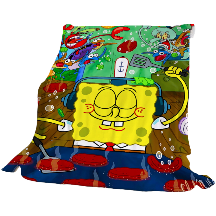 Kawaii S-Spongebob Sofa Blankets and Blankets for Decorative Sofa Nap Blanket Cobija Summer Comforter Plaid Bedspread on the Bed
